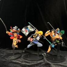 3款海贼王手办 动漫周边卡通奔跑路飞艾斯萨博公仔玩具摆件小手办