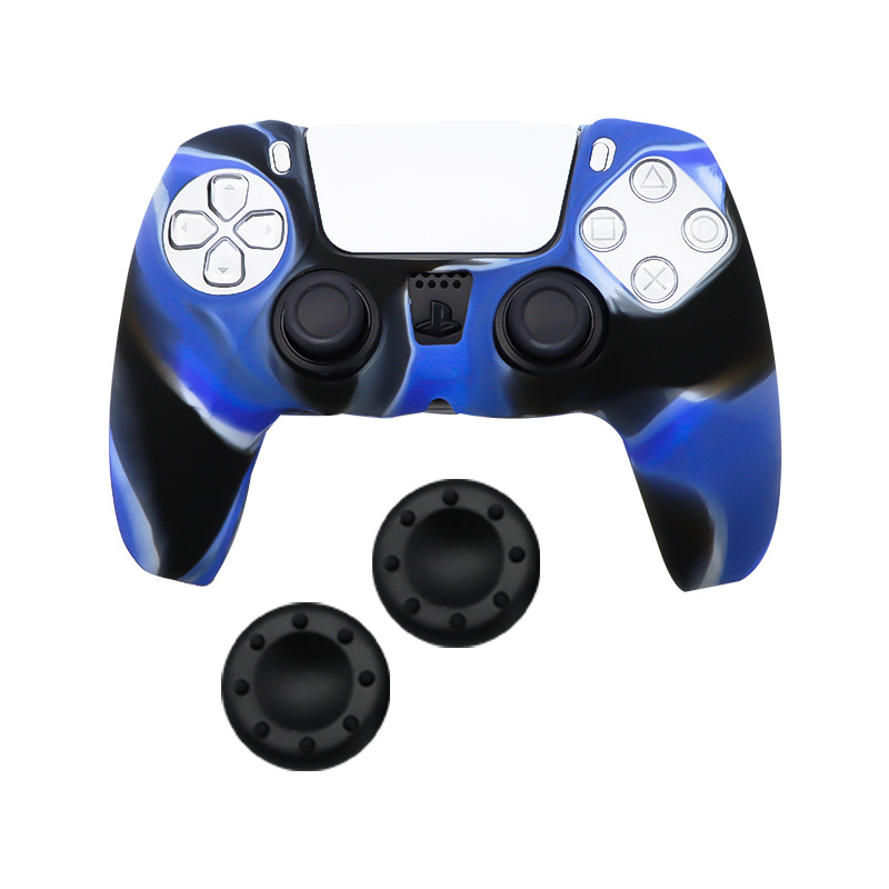 Funda de silicona de camuflaje PS5 enviar dos tapas de botón de 8 puntos ps5 manejar cubierta protectora pequeña inyección de aceite de ondulación en stock