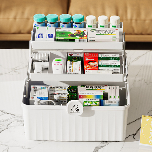 Household medicine box large capacity epidemic prevention medicine box outdoor portable first aid box family medical box medicine box storage box