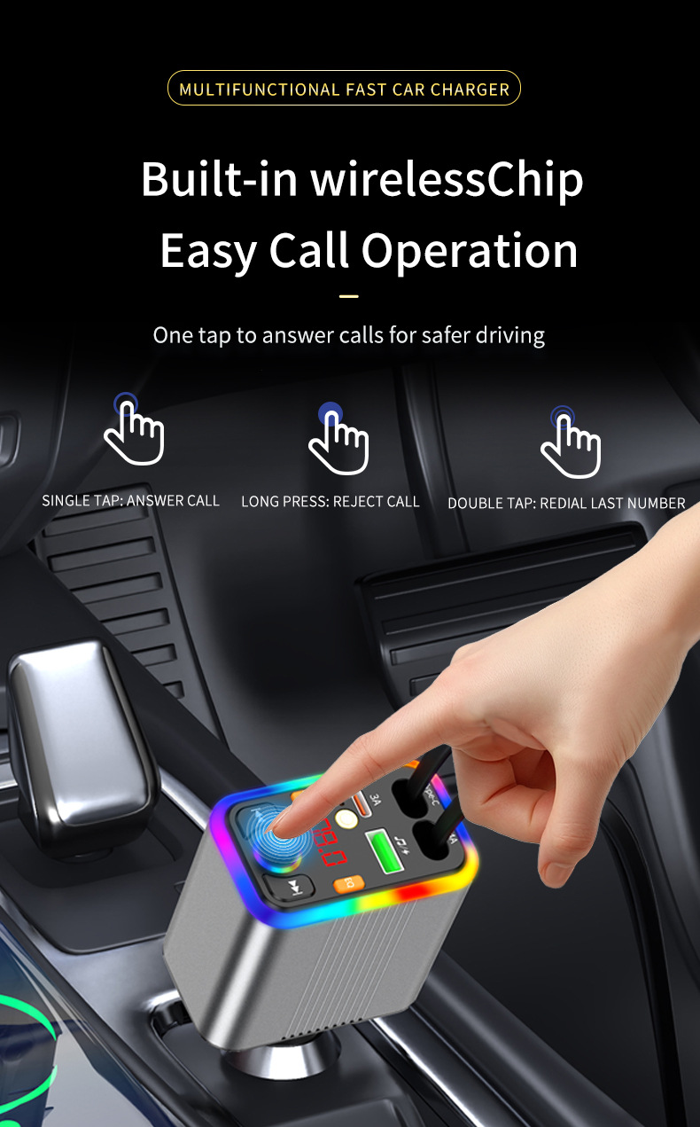 New car Bluetooth MP3 player with aluminum alloy shell, car charger, FM transmitter, hands-free calling, cross-border manufacturer supply