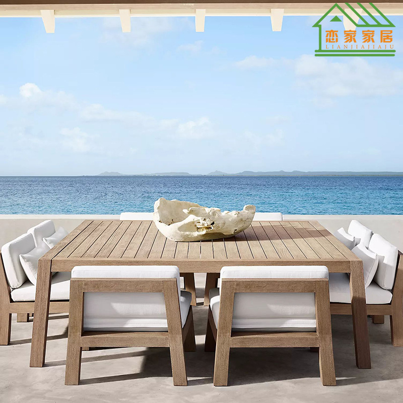 Nórdico patio al aire libre teca sofá balcón al aire libre Villa jardín muebles al aire libre ocio sofá silla de madera maciza