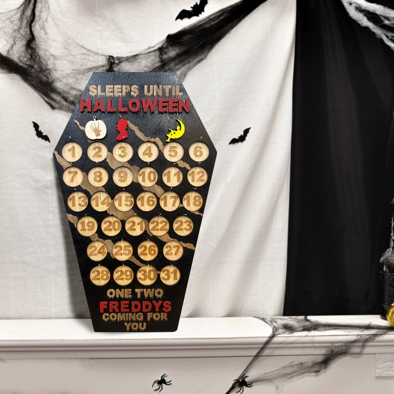 Новый трансграничный Хэллоуин Обратный отсчет Логотип Набор Хэллоуин Вечеринка Деревянные Ремесла Праздничный Календарь