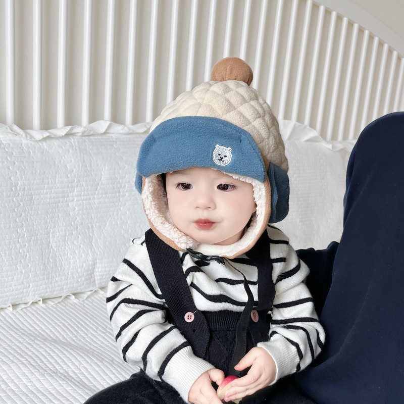 Sombrero para bebés otoño y invierno de moda coreana para bebés pequeños con gorras de lana para niños calientes de invierno gorras de protección contra el viento
