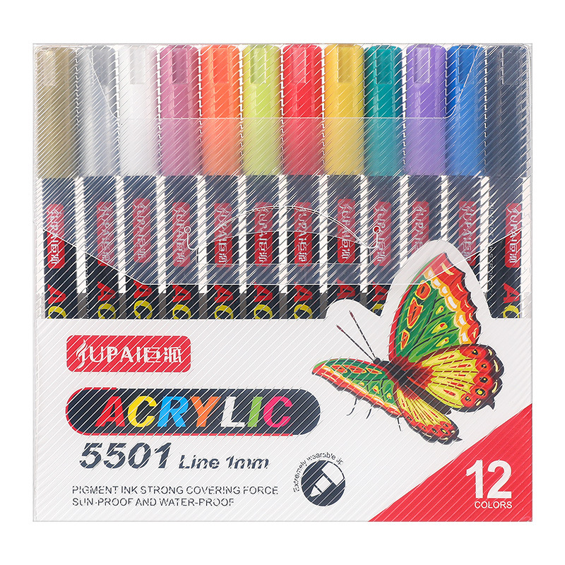 Crazy grab 24-color marcador arte válvula tiza de agua aceite cepillo acrílico pluma 0,7 línea pluma de cerámica