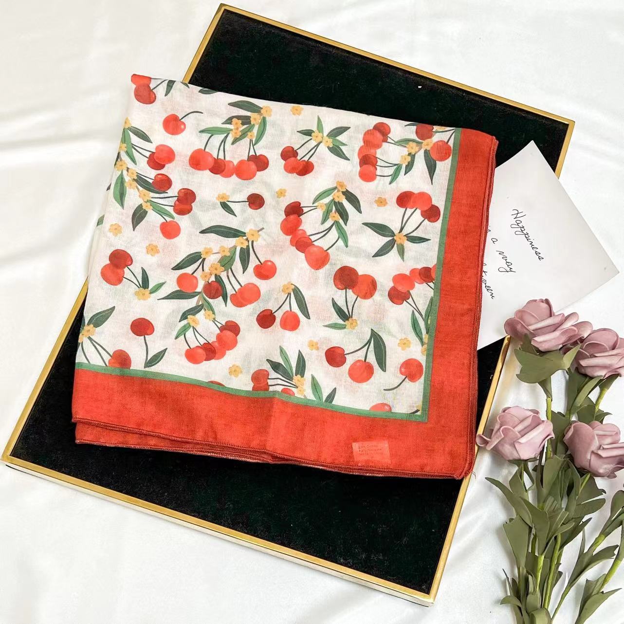 60g Weight Kerchief Classification Daily Occasion cotton and linen Material Flower Pattern Summer Season Women's Gender IG Style Style Women's IG Style Flower Cotton And Linen Kerchief 111