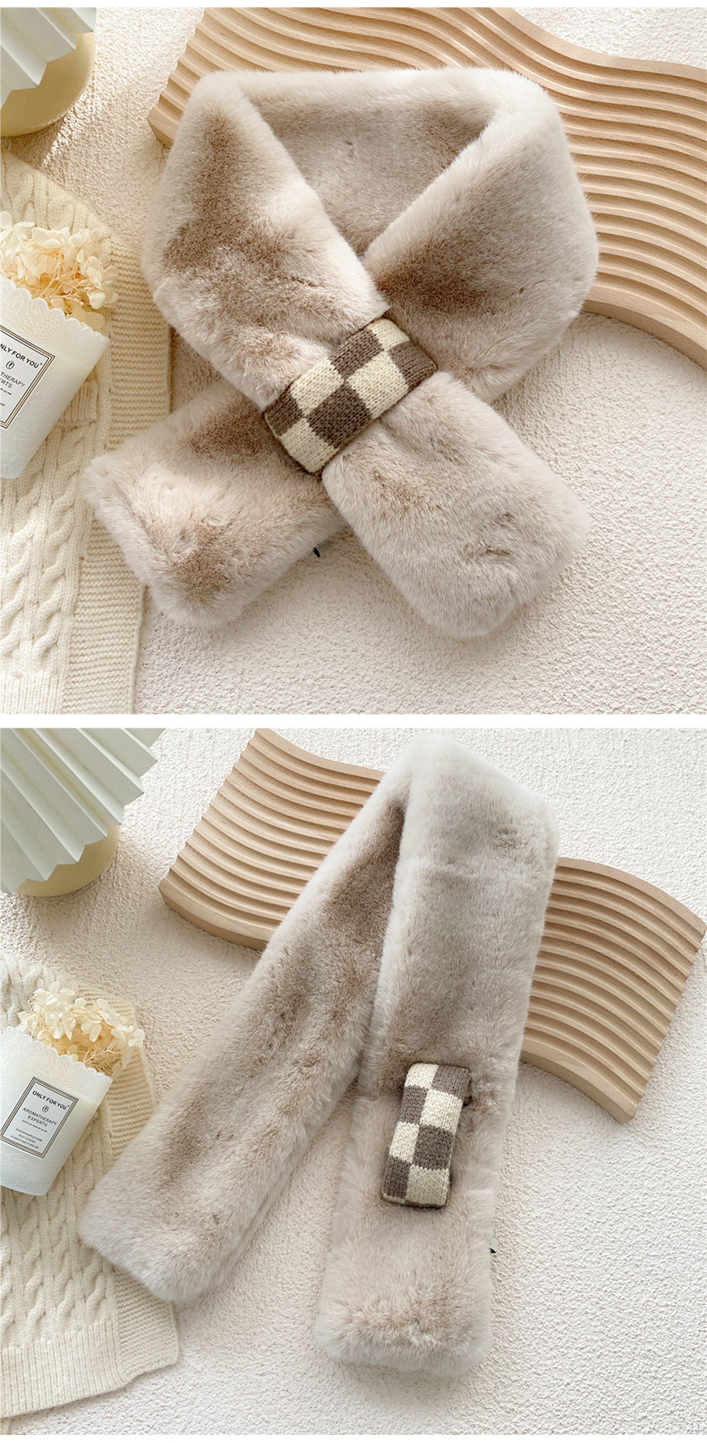 New Rabbit Fur Collar Cross Scarf Wholesale display picture 3