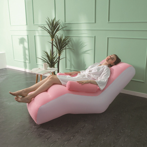 New inflatable lazy sofa outdoor flocking sofa chair portable lunch break bed creative S-shaped recliner photo studio gift