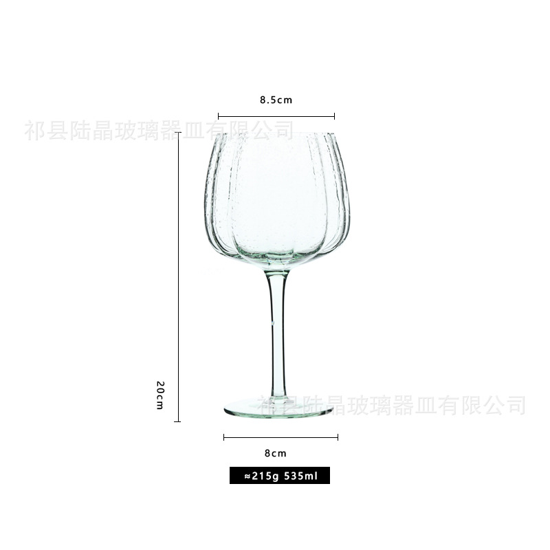 Verde fresco calabaza burbuja vidrio vino vidrio calabaza boca vidrio copa de vino copa de cristal de champán