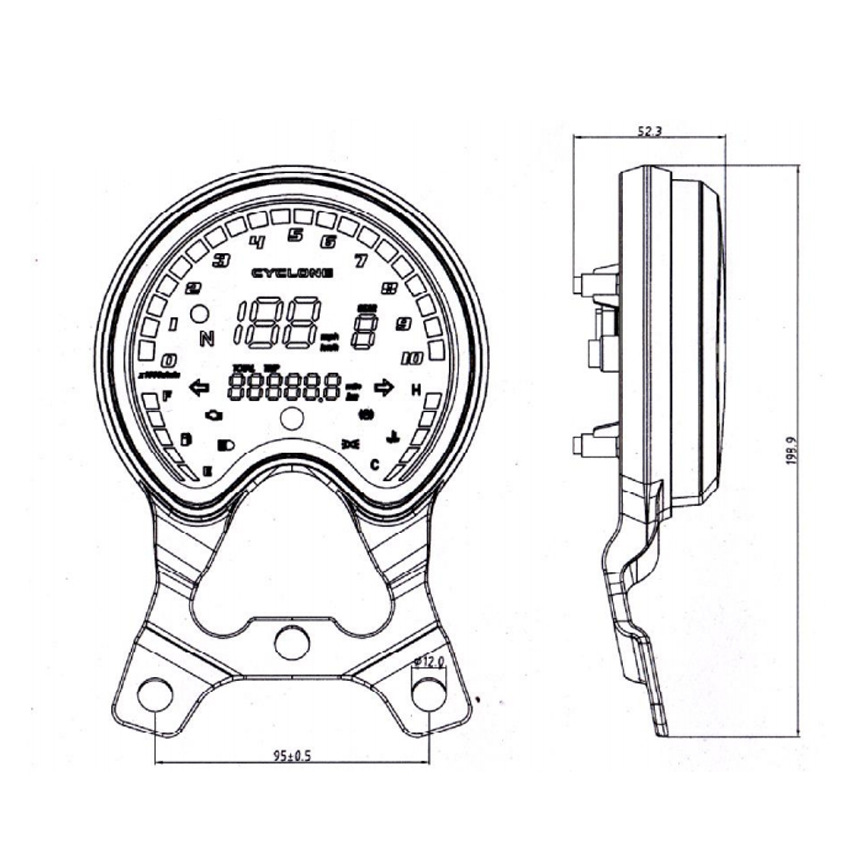 Zongshen Re2 Motorcycle Digital Instrument Cluster Street Racing Electronic Speedometer
