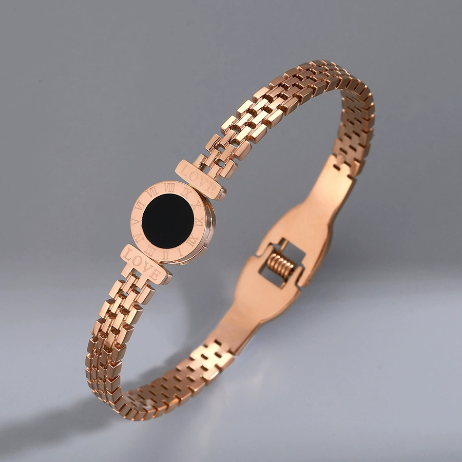 Golden women's bracelet stainless steel, zirconium, jewelry, accessory, pink gold, high-end, light luxury style
