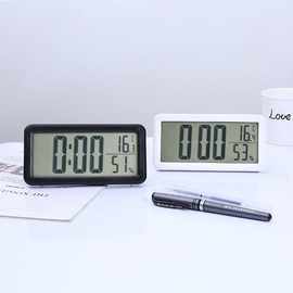 LCD多功能时钟 ABS时间温度湿度年月日大屏显示 家居卧室学生闹钟