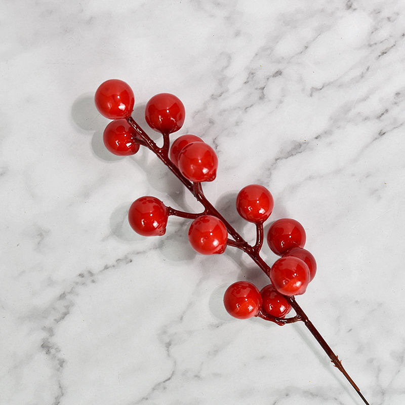 Botón de flores de nuevo año, cebada, fruta roja, flor de plástico, sala de estar, armario de vinos, puerta de entrada, decoración del hogar, decoración del tesoro