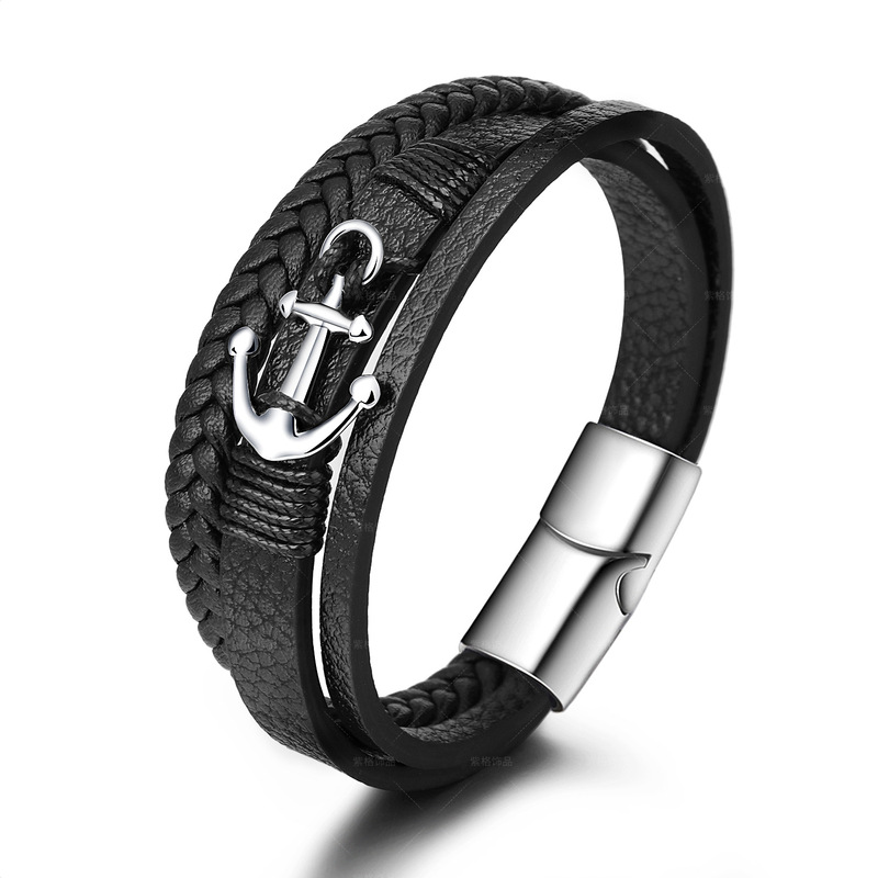 Cross-border new woven stainless steel anchor bracelet hand-woven titanium steel bracelet ethnic style jewelry in stock Cross-border new woven stainless steel anchor bracelet hand-woven titanium steel bracelet ethnic style jewelry in stock
