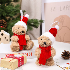 国境を越えた新製品クリスマス装飾品かわいいクリスマスぬいぐるみ熊人形がクリスマスツリーのストラップを飾っている