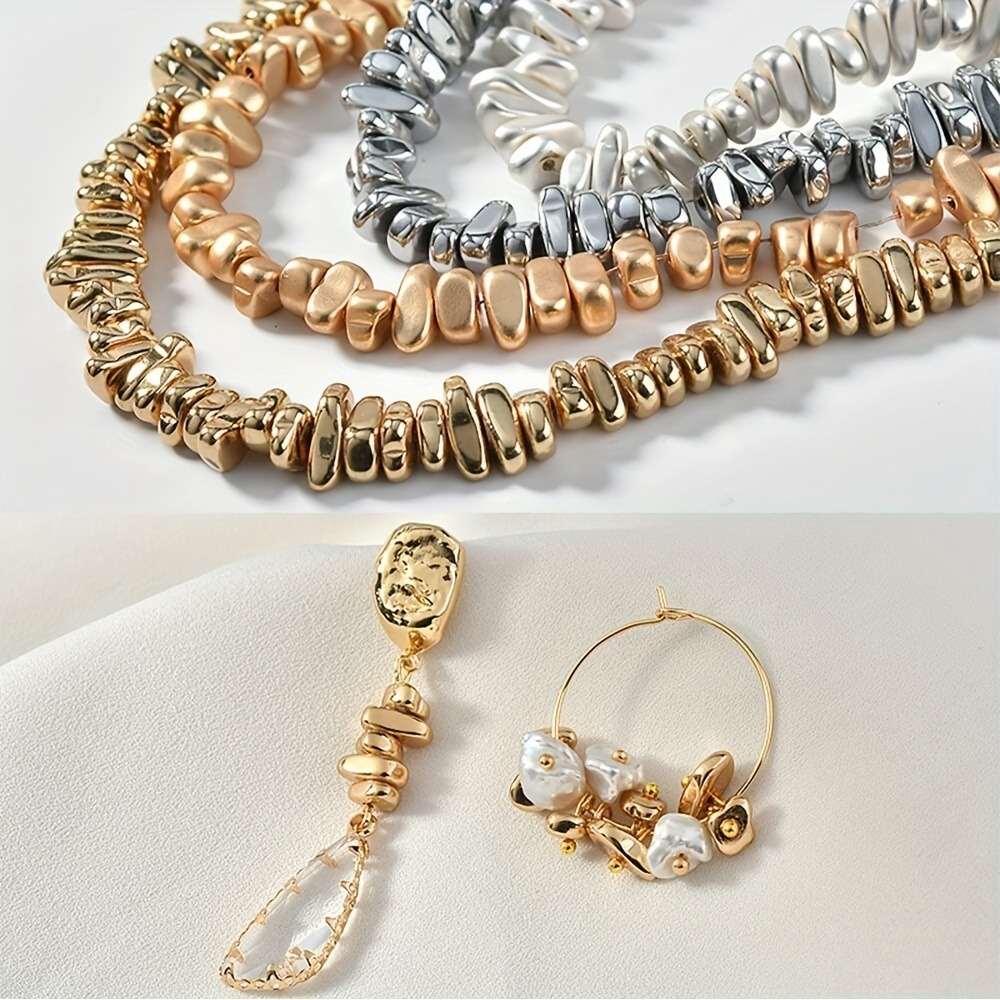 irregular piedra triturada cuentas electrodeposición oro material de cuentas dispersas hechas a mano DIY pulseras collares accesorios joyas de orejas image 4