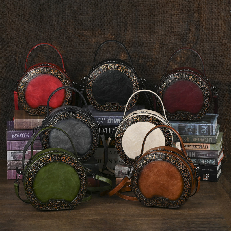New Round Vintage Women's Bag, Dual-Use as Handbag and Crossbody, Factory Direct Sale, Shell Shape