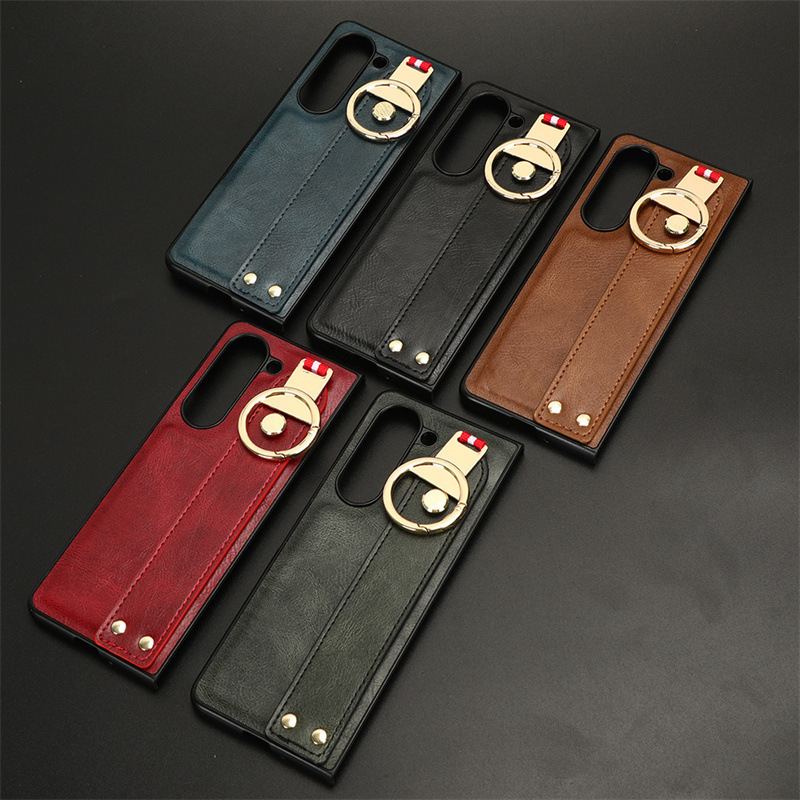 Suitable for Samsung Z Fold7 Mobile Phone Case Zfold6/Z Fold 4 Wrist Strap Leather Case Lanyard Bottle Opener Case D5/2