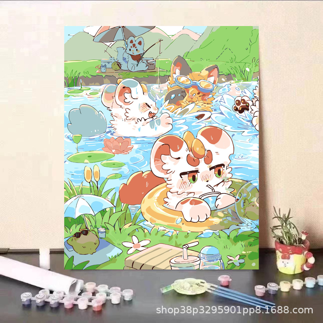 DiDi [al por mayor] pintura al óleo digital dibujos animados dibujos animados pinturas decorativas hechas a mano 40 * 50