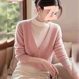 气质名媛感假两件毛衣女2025秋冬新款修身内搭半高领针织上衣