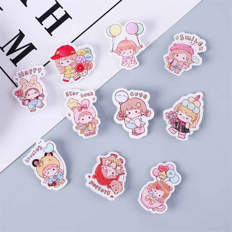 落書き風船女の子アクリルブローチクリエイティブ漫画かわいいバッジ装飾バッグパッチストラップ小物|undefined