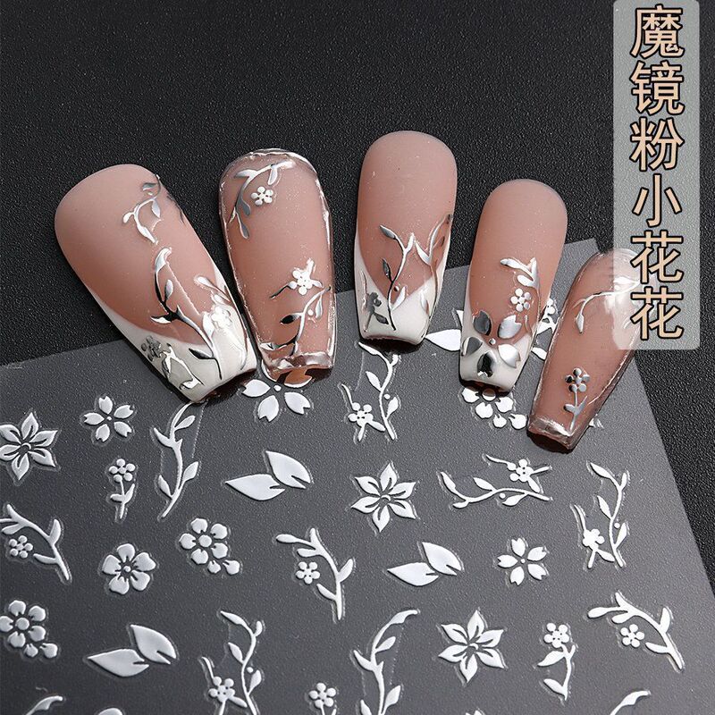 Internet Celebrity Magic Mirror Powder Small Flower Nail Stickers Geometric Pattern 3D Waterproof Japanese-Style Gold Foil Rose Nail Decorations Internet Celebrity Magic Mirror Powder Small Flower Nail Stickers Geometric Pattern 3D Waterproof Japanese-Style Gold Foil Rose Nail Decorations