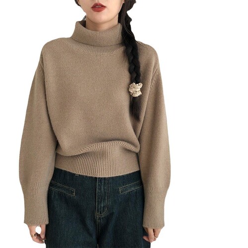 Women's High-Neck Sweater for Autumn/Winter 2025 Soft and Chilling Relaxed Style Loose Outerwear High-Quality Knit Top with Thickenings
