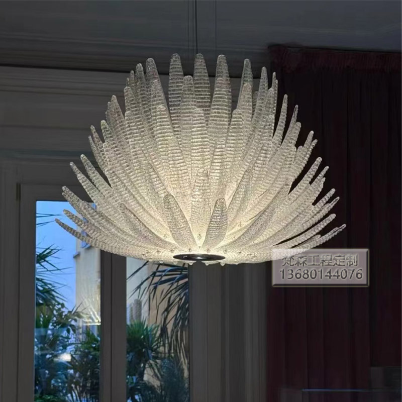 Milan, Italy Agave Murano Handmade Crystal Glass Living Room Chandelier French Accessible Luxury Dining Room Bedroom Lamp