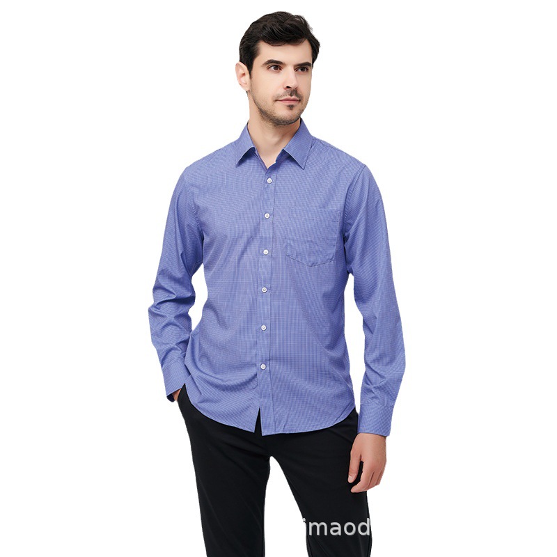 Camisa informal con estampado de cuadros finos para hombre, camisa ligera de manga larga estilo Hong Kong, popular de Amazon, otoño