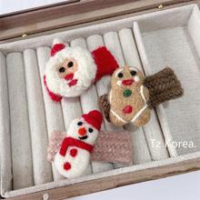 羊毛氈聖誕發夾可愛姜餅人發卡雪人聖誕老人頭飾韓國東大門新款