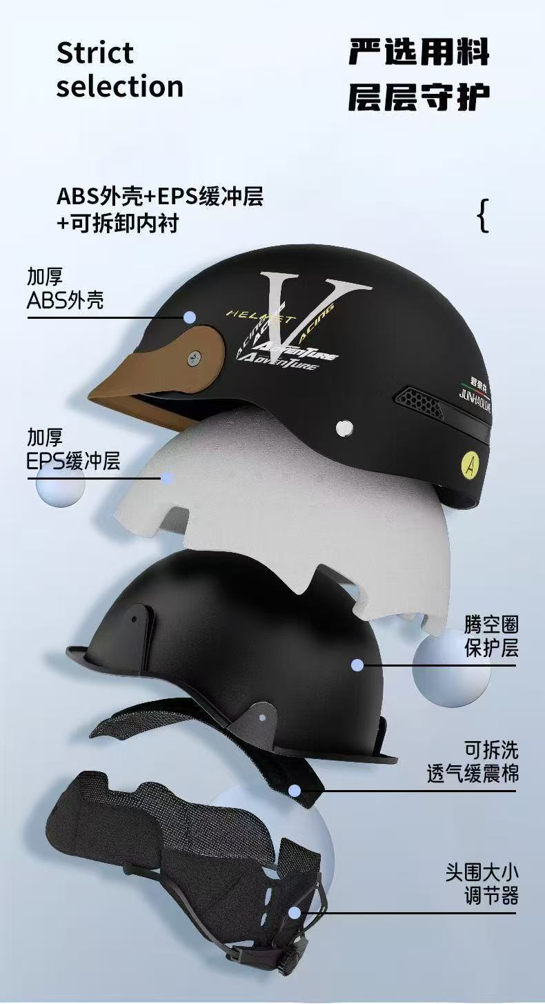 3C Certified Breathable Lightweight Motorcycle Helmet for Men and Women Summer Half Helmet Anti-Collision Breathable Half Helmet Hat