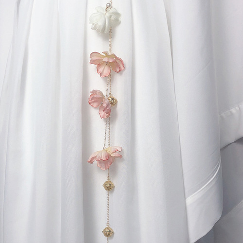 Silk flower forbidden step lapel waist accessories pendant ornaments versatile simulated flower bells long tassel ornaments Chinese style