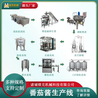 番茄酱喷淋式灌装机械 中小型果酱加工生产线 芒果酱全套加工设备