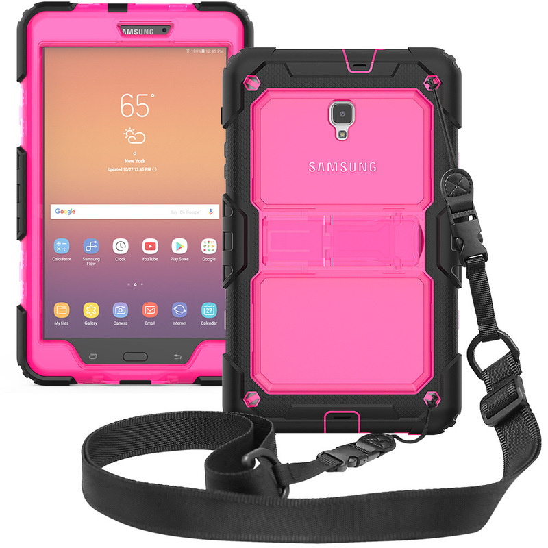 For Samsung GALAXY Tab A 8.0 Case T380 Universal T385 Silicone Color Contrast Bracket Protective Cover