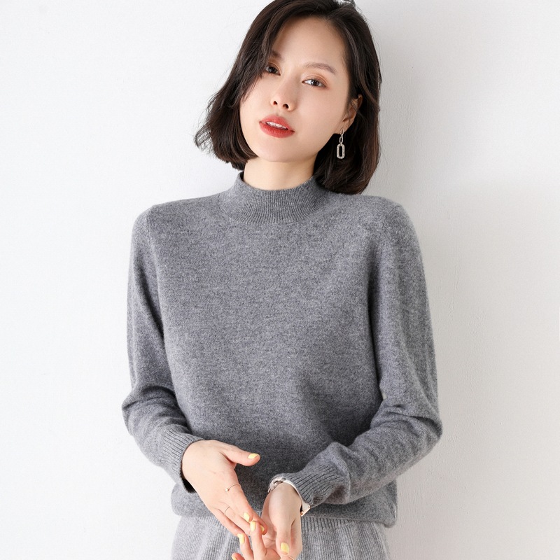 Woolen sweater, short knitted set, high collar, oversize