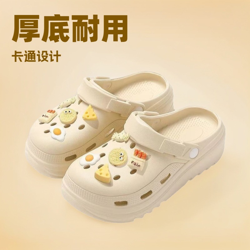 Zapatos agujeros de suela gruesa de estudiantes zapatos agujeros de mujer de verano pisar mierda sensación de suela suave desgaste pareja zapatillas transpirables mujeres