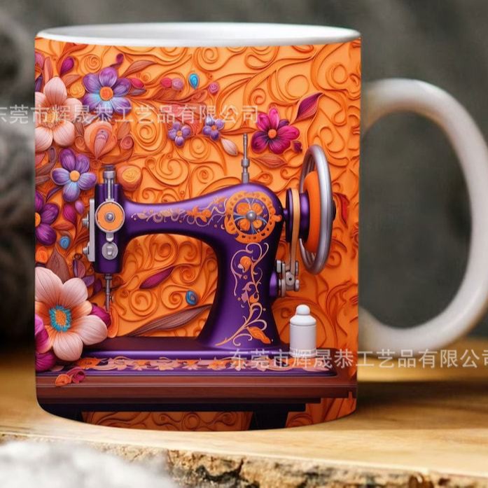 Nueva taza pintada de costura 3D de cerámica transfronteriza creativa taza espacial 3D regalo de Navidad