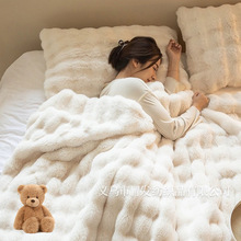 托斯卡纳毛毯被泡泡绒仿兔绒毯子午睡毯冬季厚款办公室空调沙发毯