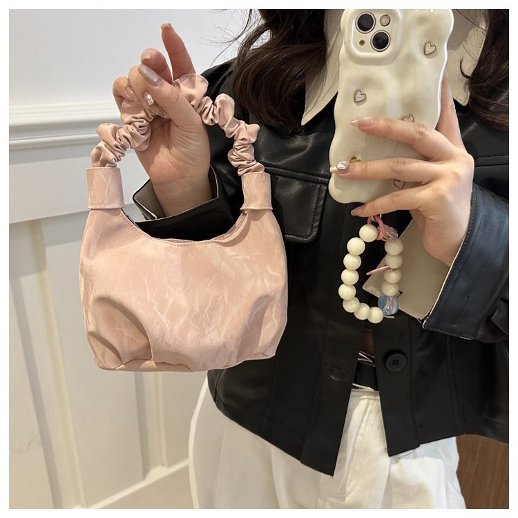 2024 Autumn/Winter ins solid-color stylish handbag with underarm pleats, a gentle Korean-style single-shoulder bag for women undefined