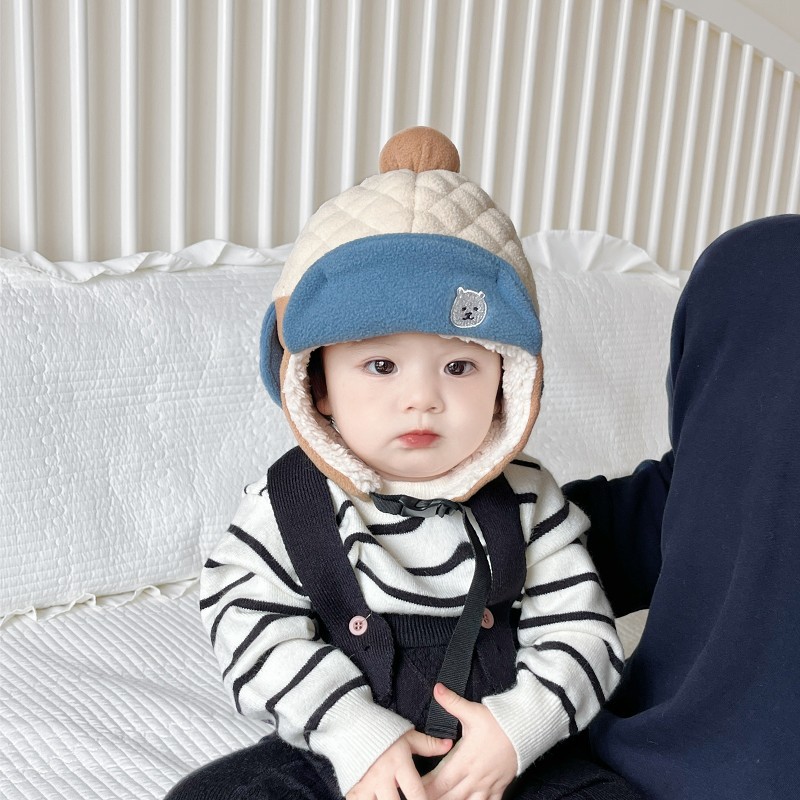 Sombrero para bebés otoño y invierno de moda coreana para bebés pequeños con gorras de lana para niños calientes de invierno gorras de protección contra el viento