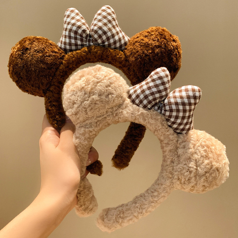 Cute Bear Bow Cartoon Hair Band All-match Three-dimensional Internet Celebratory Face Wash Animal Paradise Travel Photo Hair Card