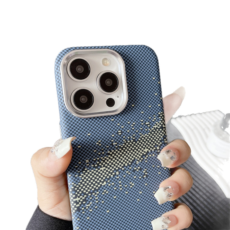 ケブラー炭素はiphone16 promax携帯電話のフロストリンゴ15の転倒防止繊維の紋様の磁気保護カバーを適用します。|undefined