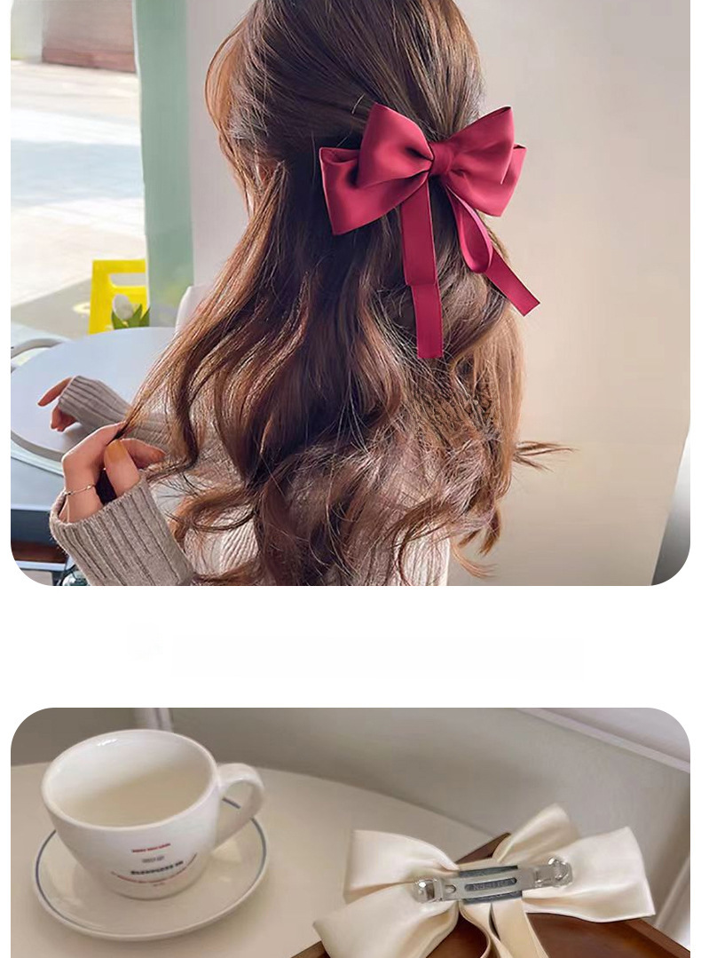 Hairpin Bow Hair Accessories Ribbon Temperament Hairpin Clip Ribbon Hairpin Headwear Back of Head Bow Clip_voghion.com