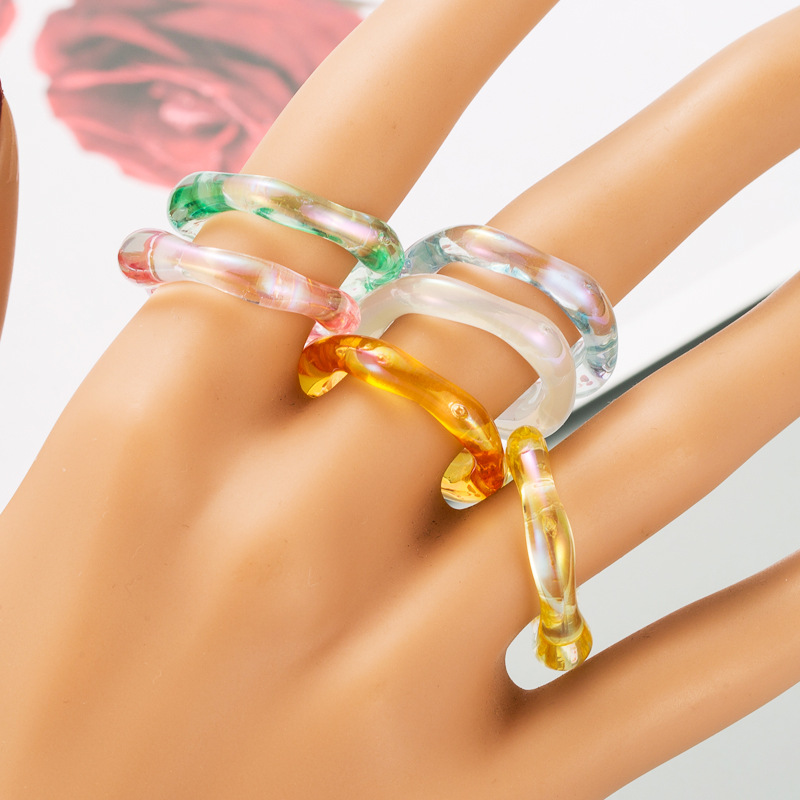 Korea Transparentes Neues Transparentes Resin Color Ring Set display picture 2