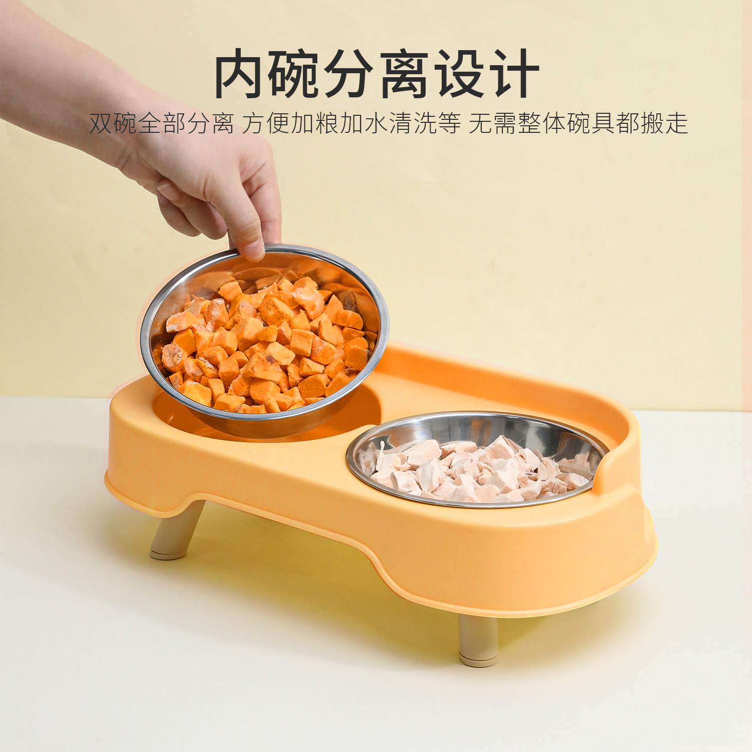 Sofá original de acero inoxidable doble cuenco anti-derroque cuello gato tazón de arroz para perros alimento para mascotas al por mayor