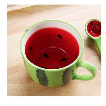 Ceramic Water Cup, creative watermelon design, painted breakfast/coffee cup, 0.5 kg