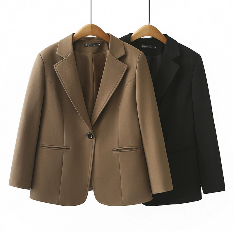 2025 Весенняя толстая девушка пиджак с тонким V-образным вырезом