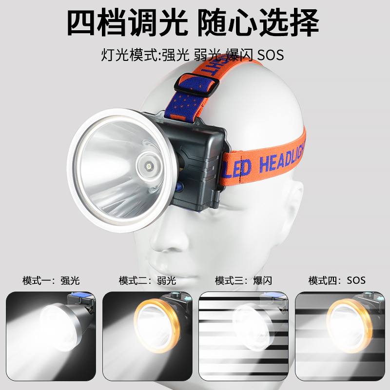 Al Aire Libre fuerte luz de la cabeza luz LED portátil impermeable gota-resistente Super brillante larga resistencia cabeza-montado noche luz de trabajo de pesca