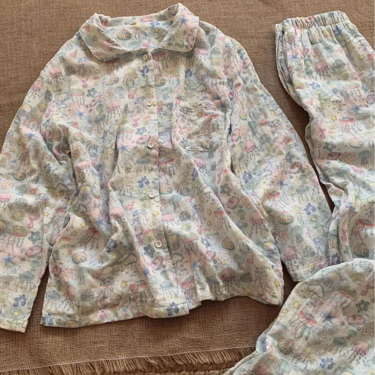 Sweet and Dreamy Jellyfish Long-Sleeved Pajamas for Women Spring & Fall 2025 Internet Celebrity New Home Clothes Plus Size Student Outer Wear Suit