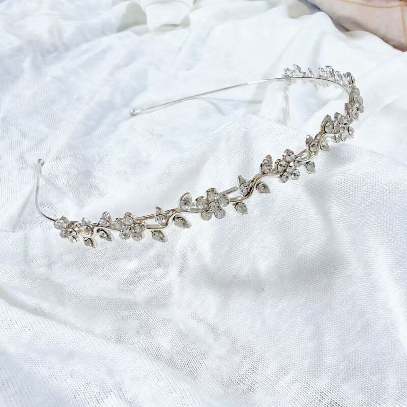 Korean-Style Colorful Rhinestone Plum Blossom Headband, Simple Full-Rhinestone Bridal Wedding Accessories, Cross-Border Foreign Trade Headband Hair Accessories