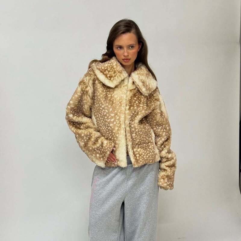 2025 Autumn/Winter New Cross-Border Trade Versatile Elegant Socialite Style Lapel Short Warm Long-Sleeve Fur Coat for Women